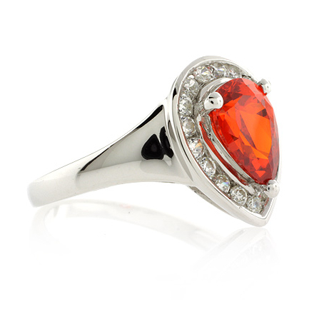 Pear Cut Mexican Fire Cherry Opal Ring