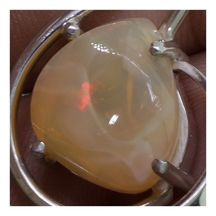 Genuine Mexican Fire Opal Silver Pendant 6 carat