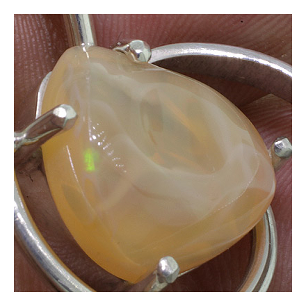Genuine Mexican Fire Opal Silver Pendant 6 carat