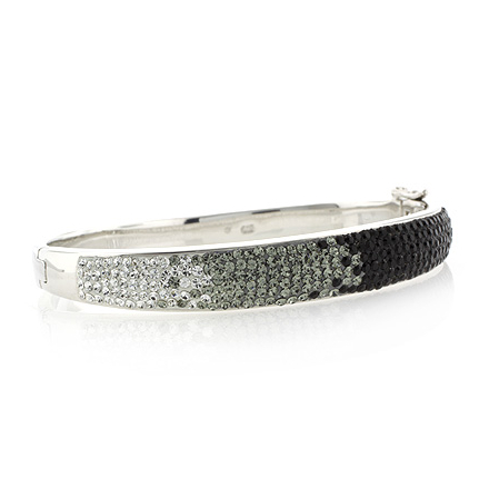 Black and White Swarovski Crystals Silver Bracelet