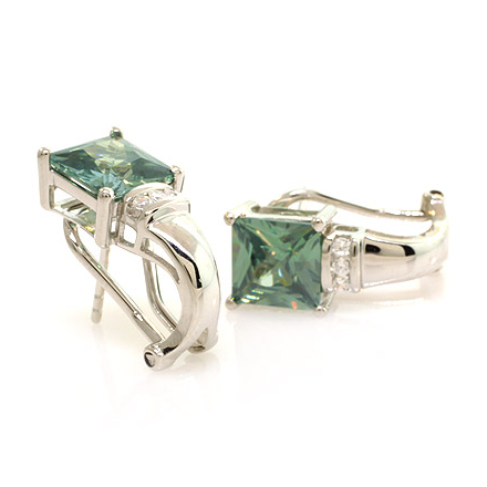 Alexandrite Silver Earrings with Omega Closure