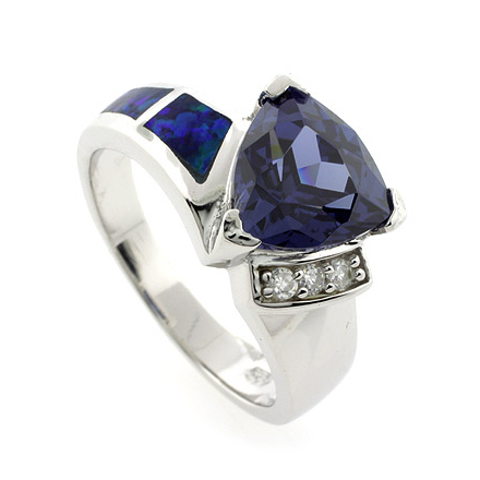 Australian Opal and Tanzanite Ring