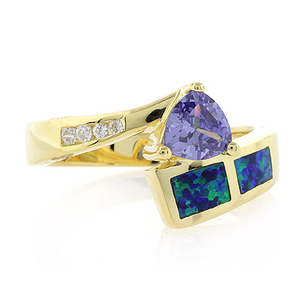 Opal Trillion Cut Silver Ring