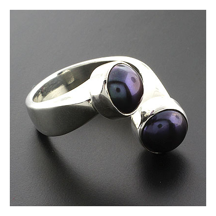 High Quality Black Pearl Silver Ring
