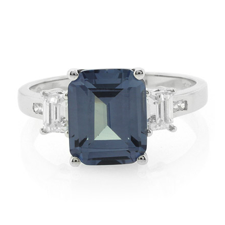 Alexandrite Sterling Silver Emerald Cut Ring