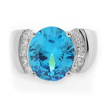 Big Blue Topaz Silver Ring