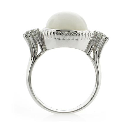 Genuine White Jade and Amethyst Silver Ring
