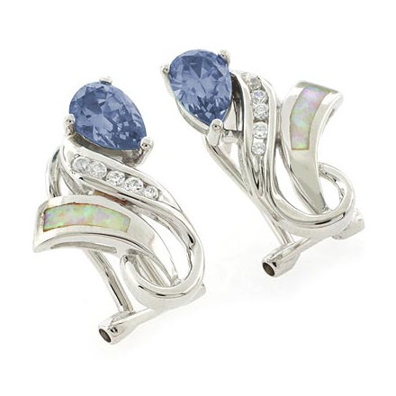 Opal and Alexandrite Silver Earrings