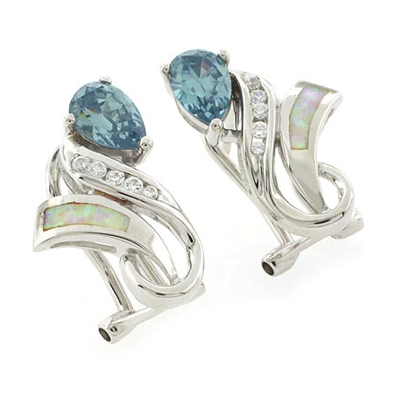 Opal and Alexandrite Silver Earrings