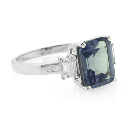 Alexandrite Sterling Silver Emerald Cut Ring