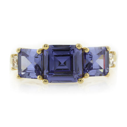 3 Stone Tanzanite Sterling Silver Gold Plated Ring
