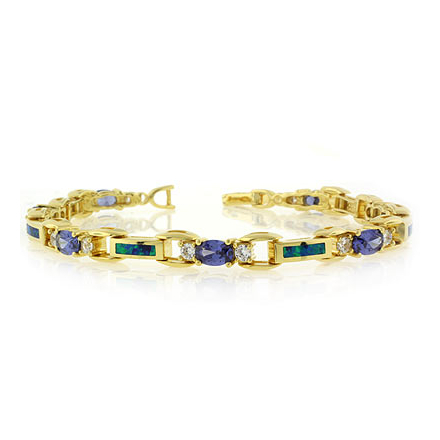 Tanzanite and Opal Bracelet in Sterling Silver 7.5"