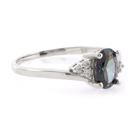 Solitaire Oval Cut Mystic Topaz Sterling Silver Ring