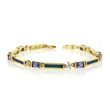 Opal Bracelet in Sterling Silver with Tanzanite