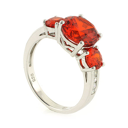 3 Round Cut Fire Cherry Opal Ring