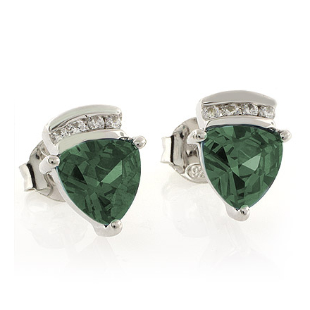 Alexandrite Trillion Cut Silver Stud Earrings
