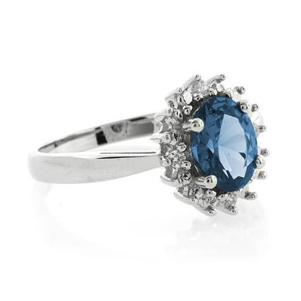 Blue Topaz Princess Kate Style Ring