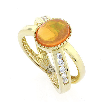 Gold Plated Fire Jelly Opal Ring