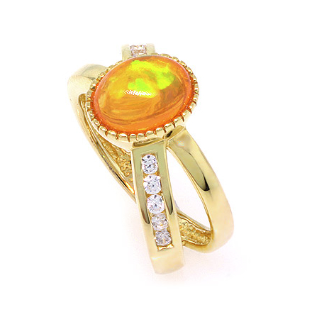 Gold Plated Fire Jelly Opal Ring