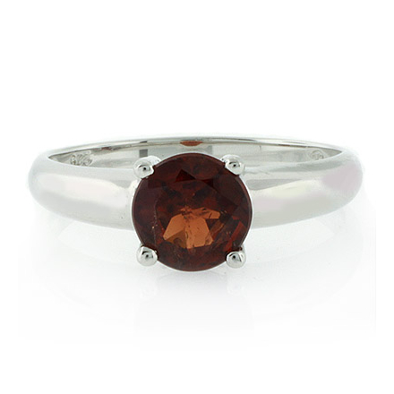 Authentic Red Garnet Sterling Silver Solitaire Ring