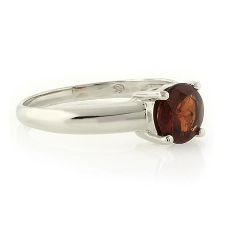 Authentic Red Garnet Sterling Silver Solitaire Ring