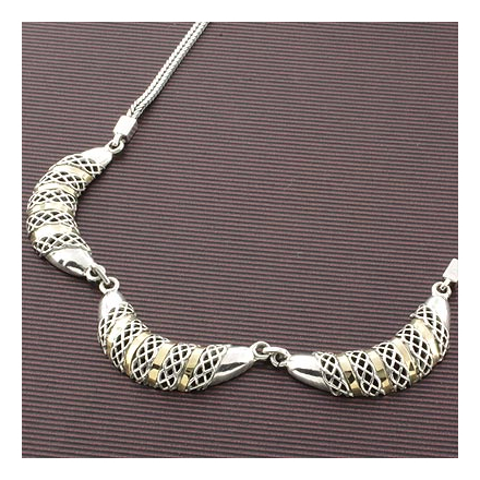 Hand Made Silver and 14K Gold Necklace