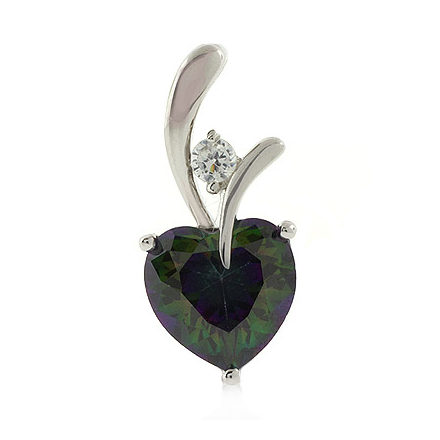 Mystic Topaz Silver Heart Solitaire Pendant