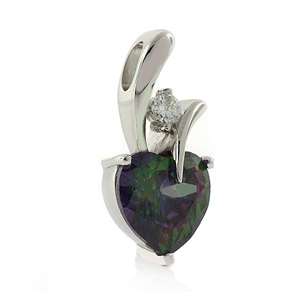 Mystic Topaz Silver Heart Solitaire Pendant