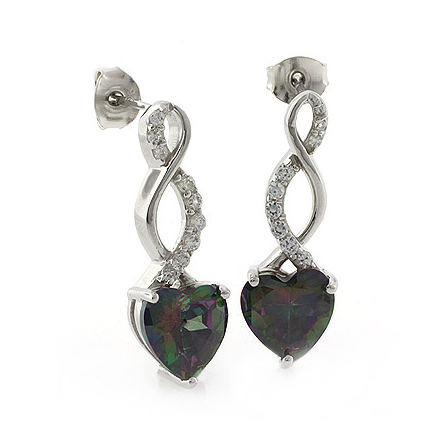 Mystic Topaz Heart Shape Silver Drop Earrings