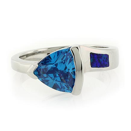 Elegant Blue Topaz Opal Ring