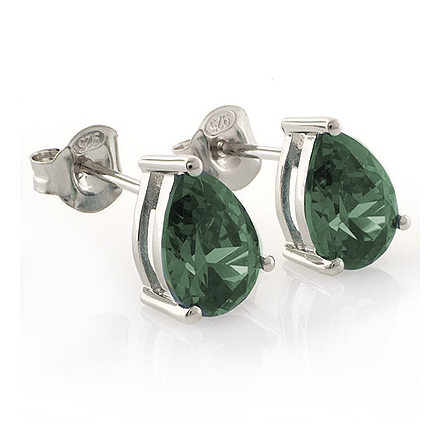 Alexandrite Pear Cut Stud Silver Earrings