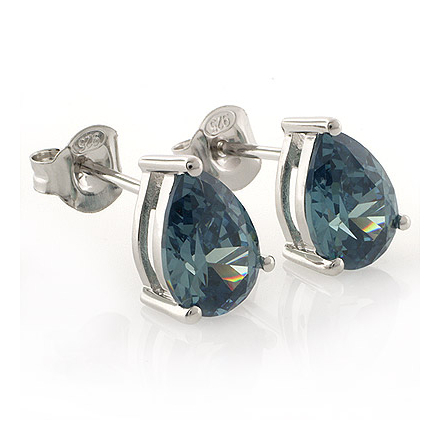 Alexandrite Pear Cut Stud Silver Earrings