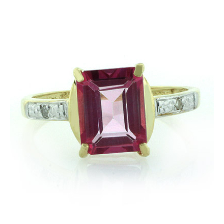 10K Yellow Gold Natural Pink Topaz Ring