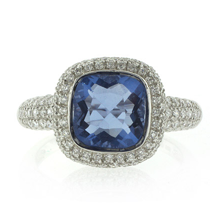 Micro Pave Changing Color Stone Alexandrite Silver Ring