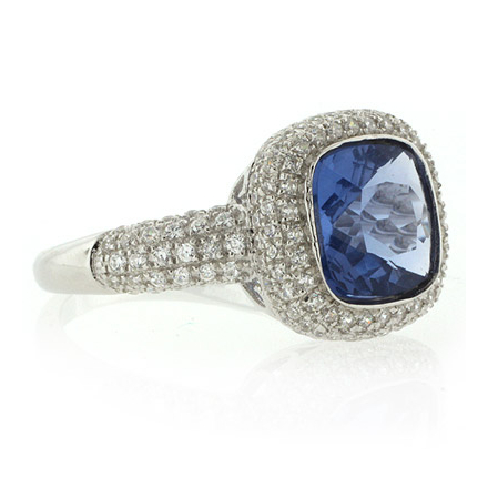Micro Pave Changing Color Stone Alexandrite Silver Ring