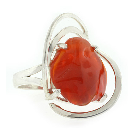 Natural Mexican Fire High Quality Opal Silver Ring 12 carat Stone