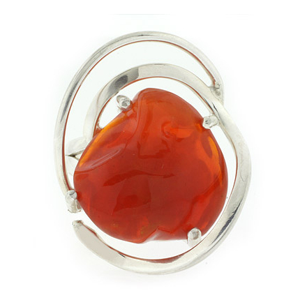 Natural Mexican Fire High Quality Opal Silver Ring 12 carat Stone