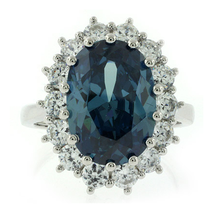 Alexandrite Princess Kate Style Silver Ring