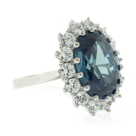 Alexandrite Princess Kate Style Silver Ring