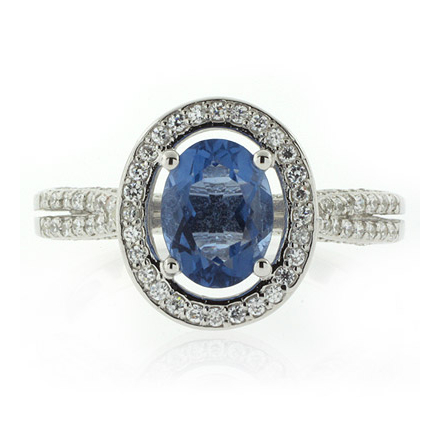 Alexandrite Micro Pave Setting Silver Ring