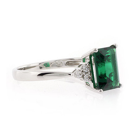 Emerald Cut Emerald Silver Ring