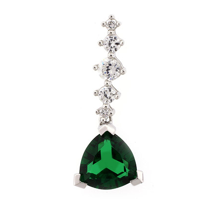 Green Emerald Silver Pendant