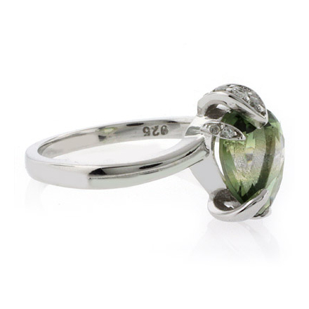 Pear Cut Tourmaline Gemstone Silver Engagement Ring