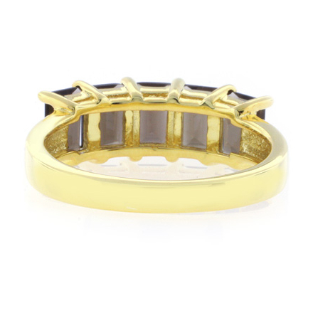 Five Stone Genuine Smoky Topaz Sterling Silver Ring