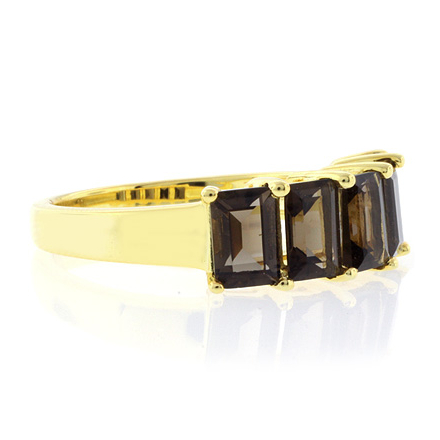 Five Stone Genuine Smoky Topaz Sterling Silver Ring