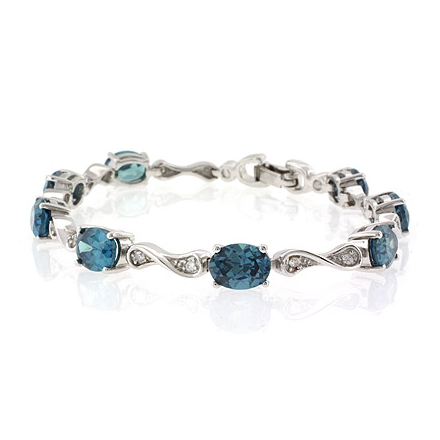 Alexandrite Silver Bracelet Oval Cut Stones Blue Green Color Change