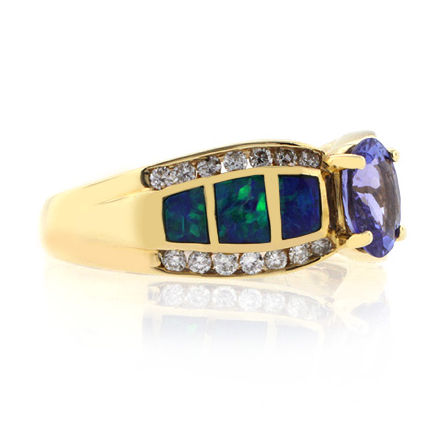 Opal with Tanzanite Gold Ring