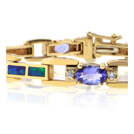 Best Online Genuine Tanzanite and Australian Opal Solid Gold Bracelet