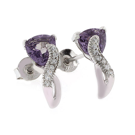 Alexandrite Post Style Silver Earrings