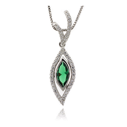 Emerald Gemstone Silver Pendant